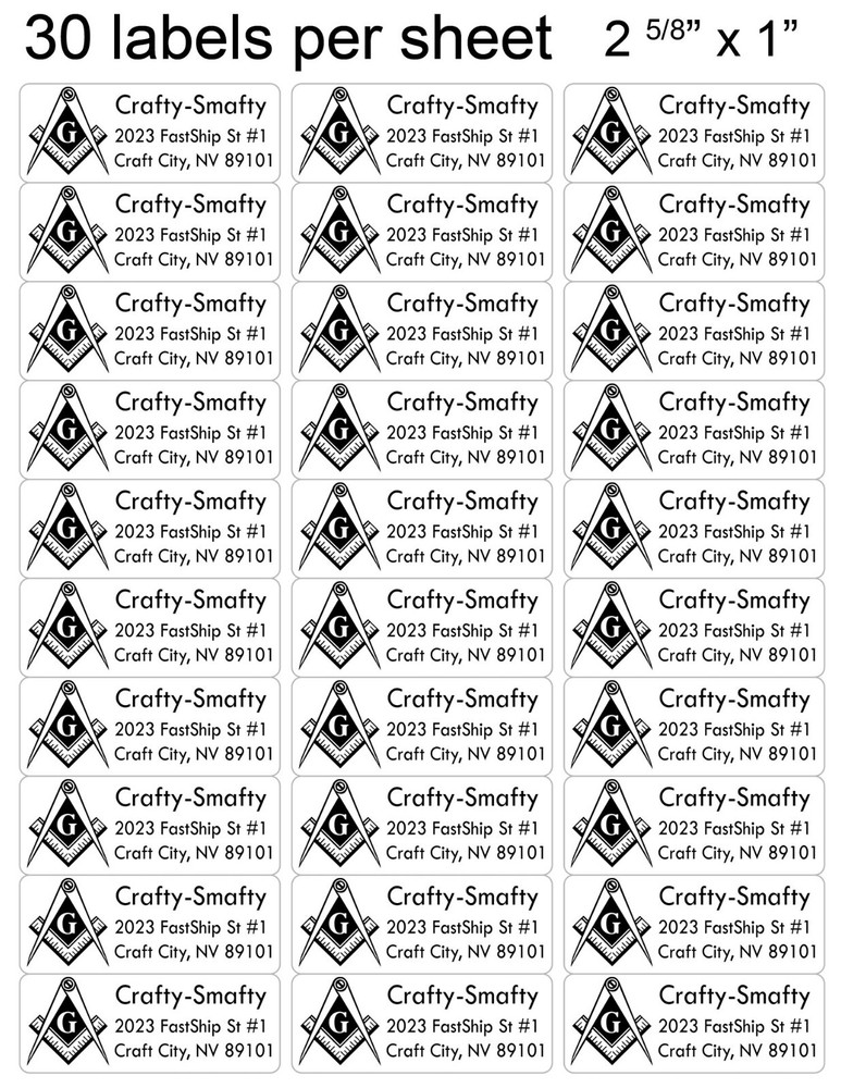 30 Freemason Masonic Temple Personalized Return Address Labels
