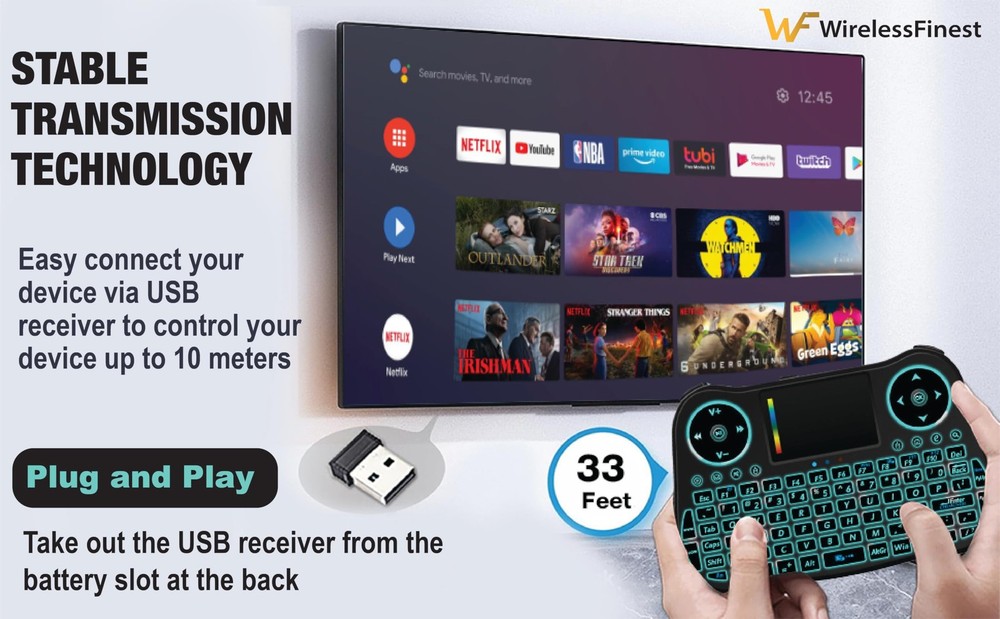 Wireless Mini Handheld Smart TV Remote Keyboard Touchpad Mouse Combo Controll...