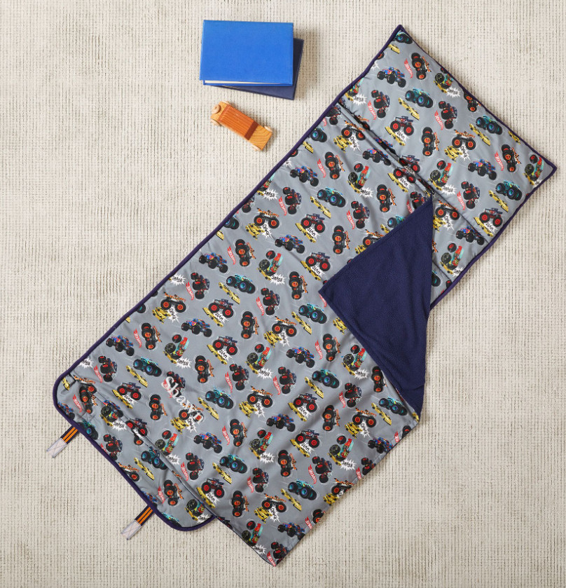 Pottery Barn Kids Hot Wheels Monster Truck Nap Mat Sleeping Bag NEW w/tags