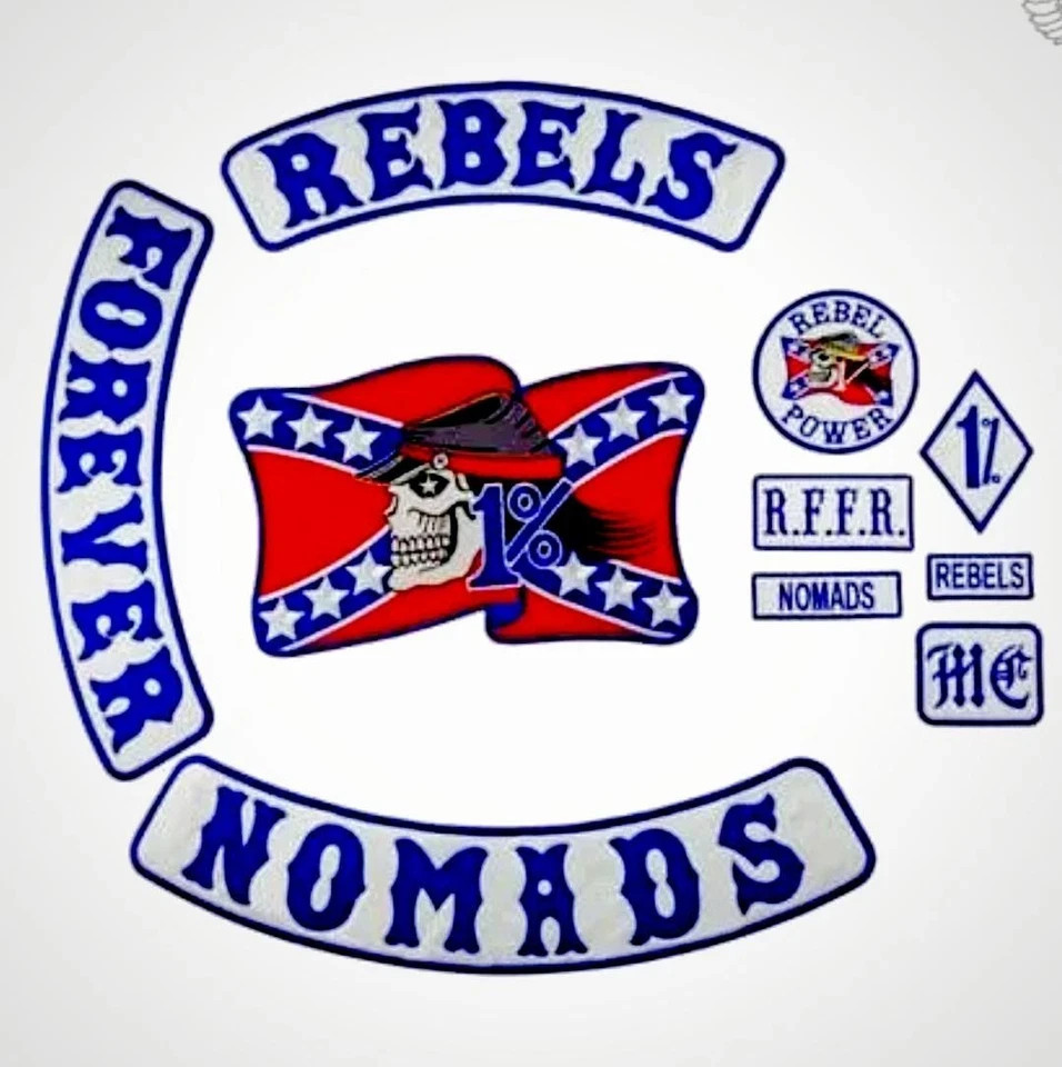 REBELS NOMADS FOREVER Embroidered Biker Patch Iron On SET