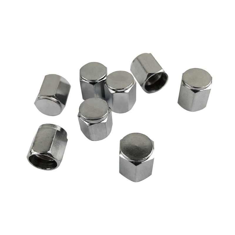 Brass (8 Pack) Tire for Valve Caps Silver Aluminum Hexagonal Cap
