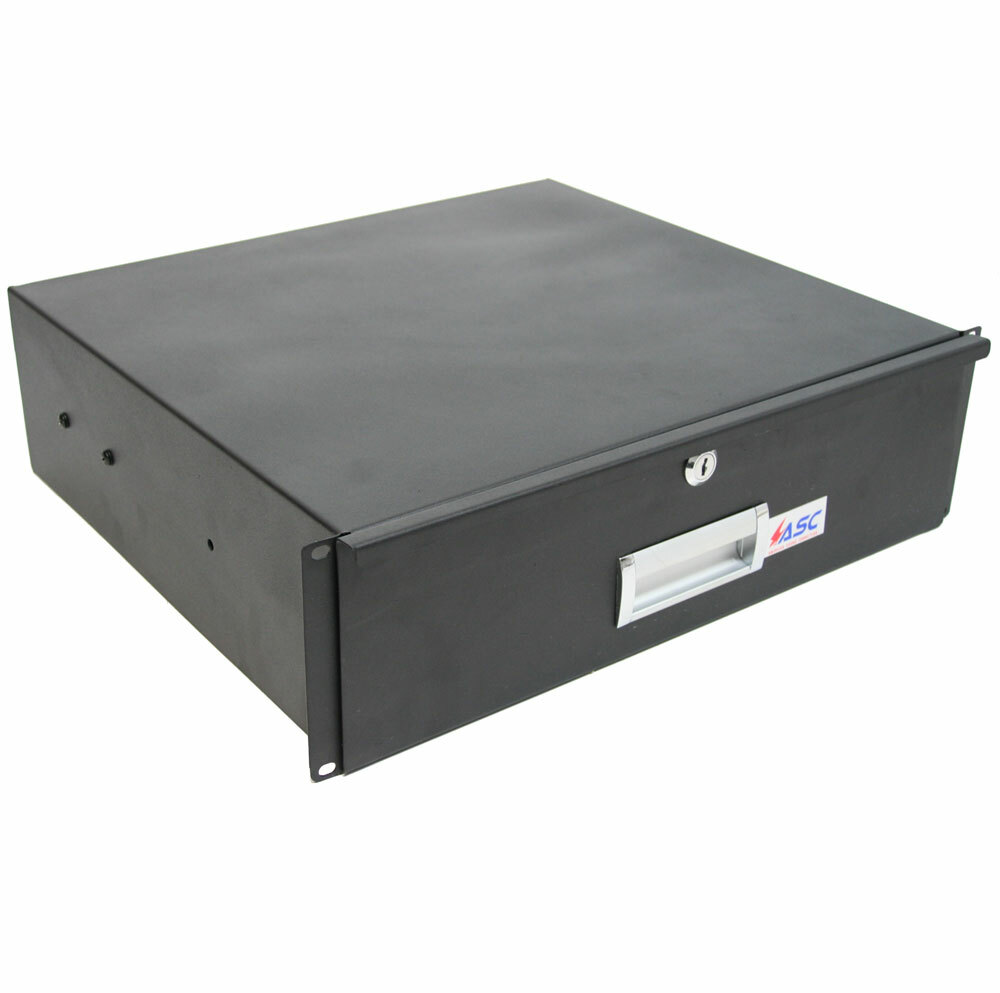 19" Rack Mount 3U Locking Drawer Pro Audio DJ Server Rack Lock Storage Cabinet