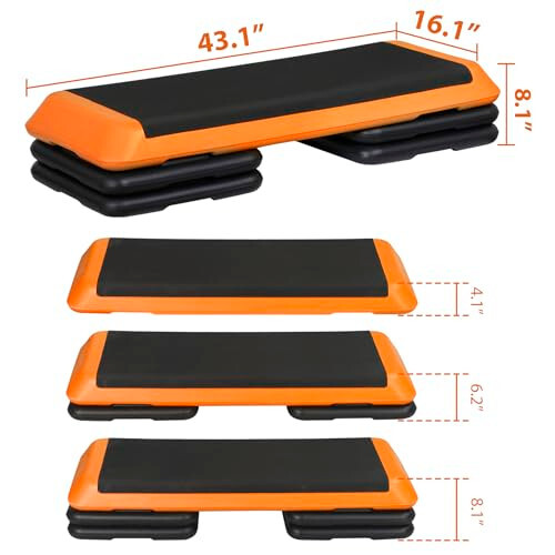 43" Workout Aerobic Exercise Step Platform, Adjustable Aerobic Steppers for Exer