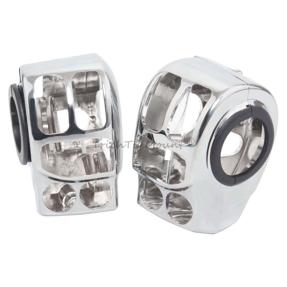 A Pair Chrome Switches Housing Cover For Harley Touring Street Glide 2014-2023