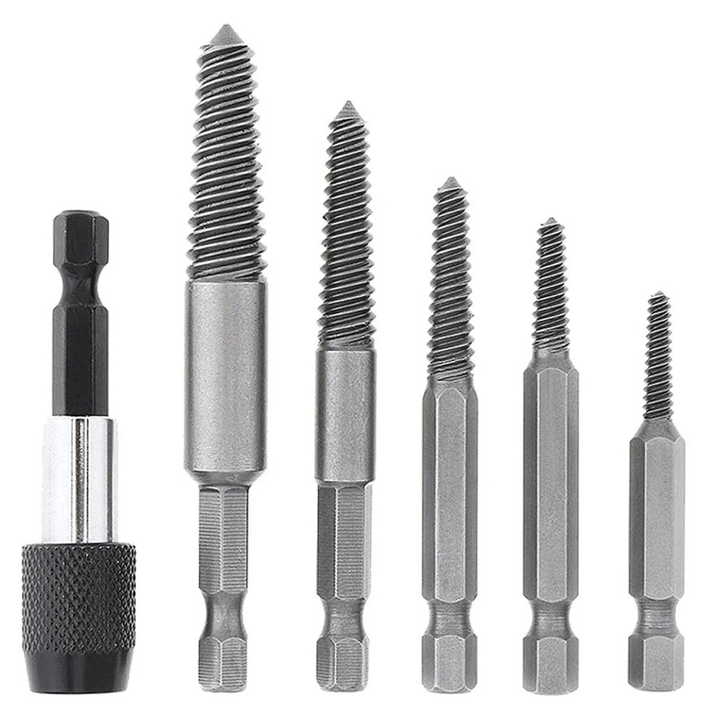 6PCs Screw Extractor Easy Out Drill Bits Kit Damaged Screw Bolt Stud Remover Set