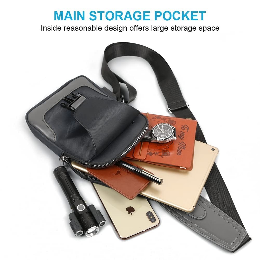 Sling Backpack w USB Charging Port Travel Daypack