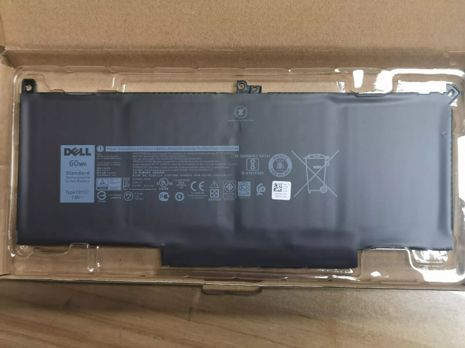 Genuine OEM 60Wh F3YGT Battery For Dell Latitude 7280 7480 7380 7290 7490 7390