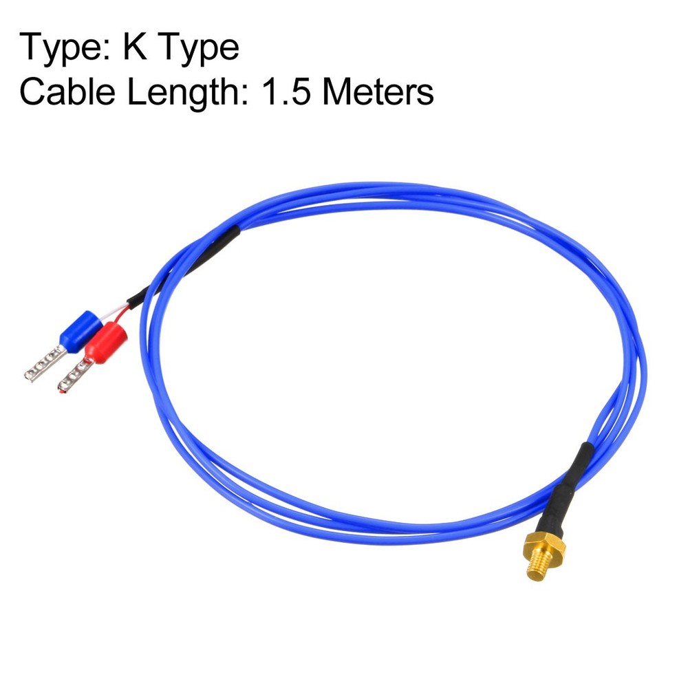 K Type Thermocouple Temperature Sensor Probe for 3D Printer 1.5M Cable M3 Thread