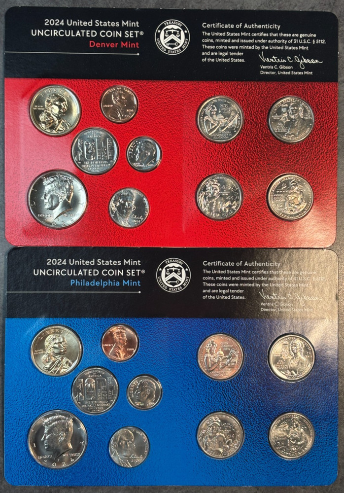 2024 P & D US Mint Complete Uncirculated Set 20 Coins w/ COA