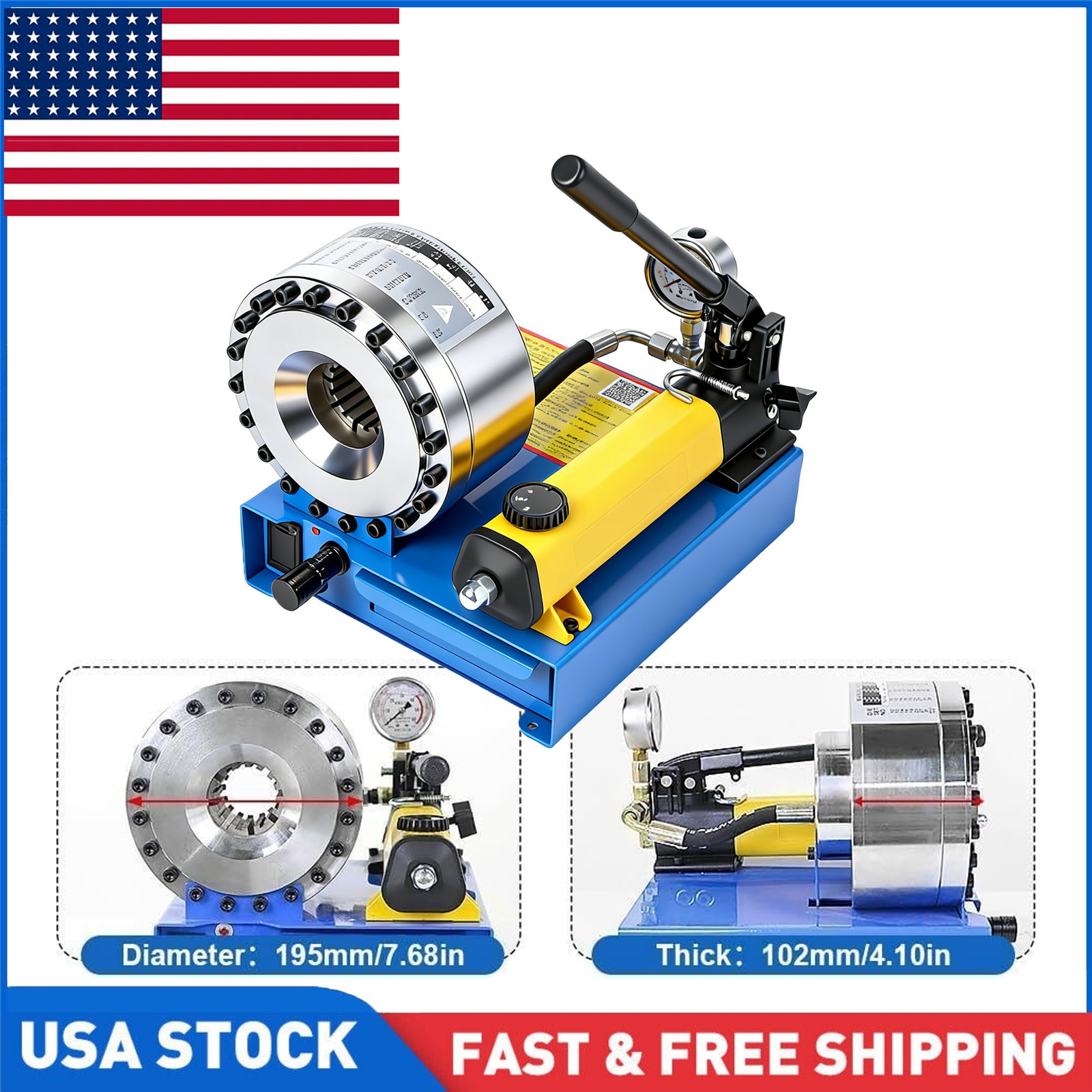 5600KN Hydraulic Hose Crimper Pipe Clamping Machine w/8 Sets Dies 10mm-30mm