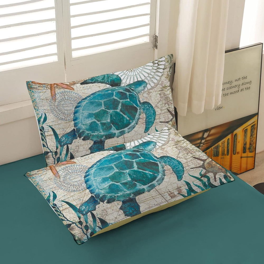 Ocean Comforter Set Turtle Comforter Set, Sea Turtle Bedding Collections Soft fo