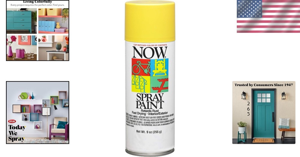 Transform Surfaces with Krylon NOW Rust-Resistant Gloss Yellow Spray Paint 9 oz