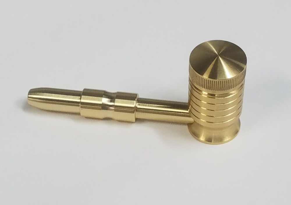 LARGE Smoking Pipe **Solid Brass Bowl** Solid Brass Cap & Stem MADE IN USA !!!