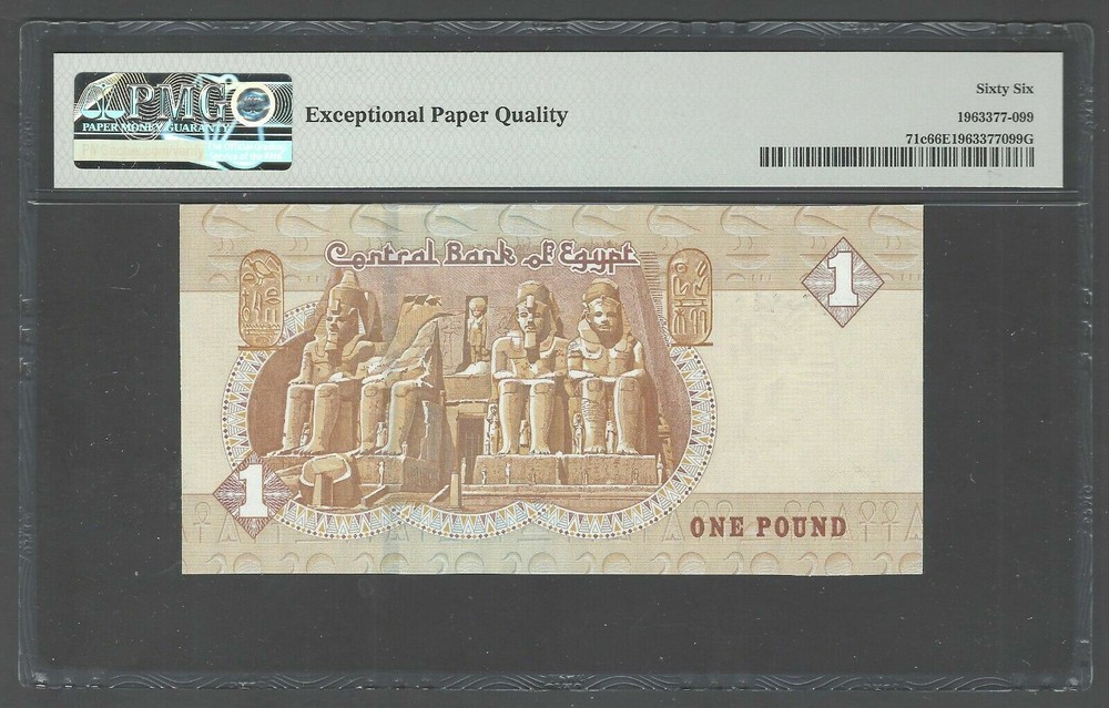 Egypt One Pound 2016 P71c Uncirculated Grade 66