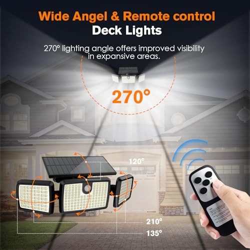 Solar Lights Outdoor, Quick Charge Solar Motion Deck Lights Remote-4 Pack