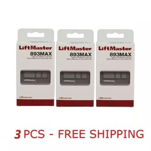 3 Pack LiftMaster 893MAX 3 Button Visor Remote Control Garage Door Opener