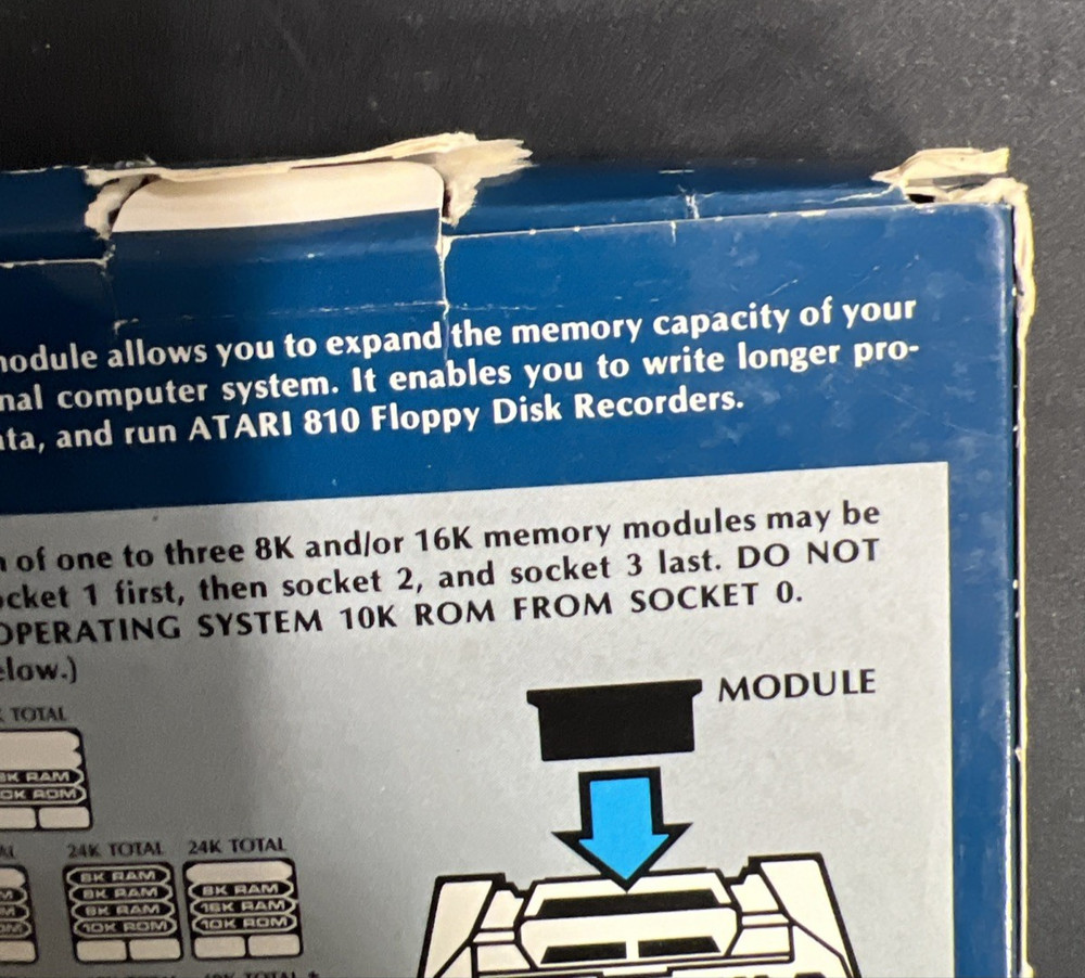 ATARI 16K MEMORY MODULE for ATARI 800 Complete in Box CX 853