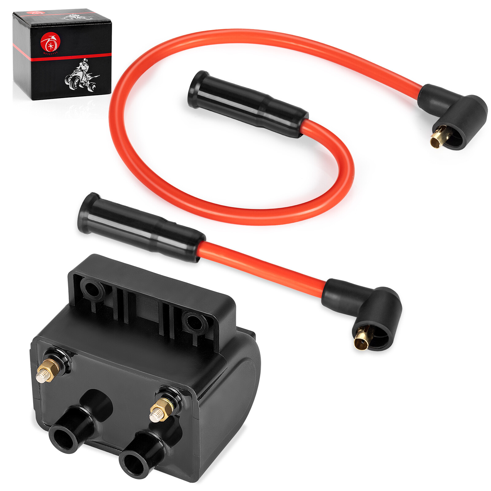 IGNITION COIL 12V 83-99 31614-83A For Sportster Dyna FXR FLT Spark Plug Wire Cap