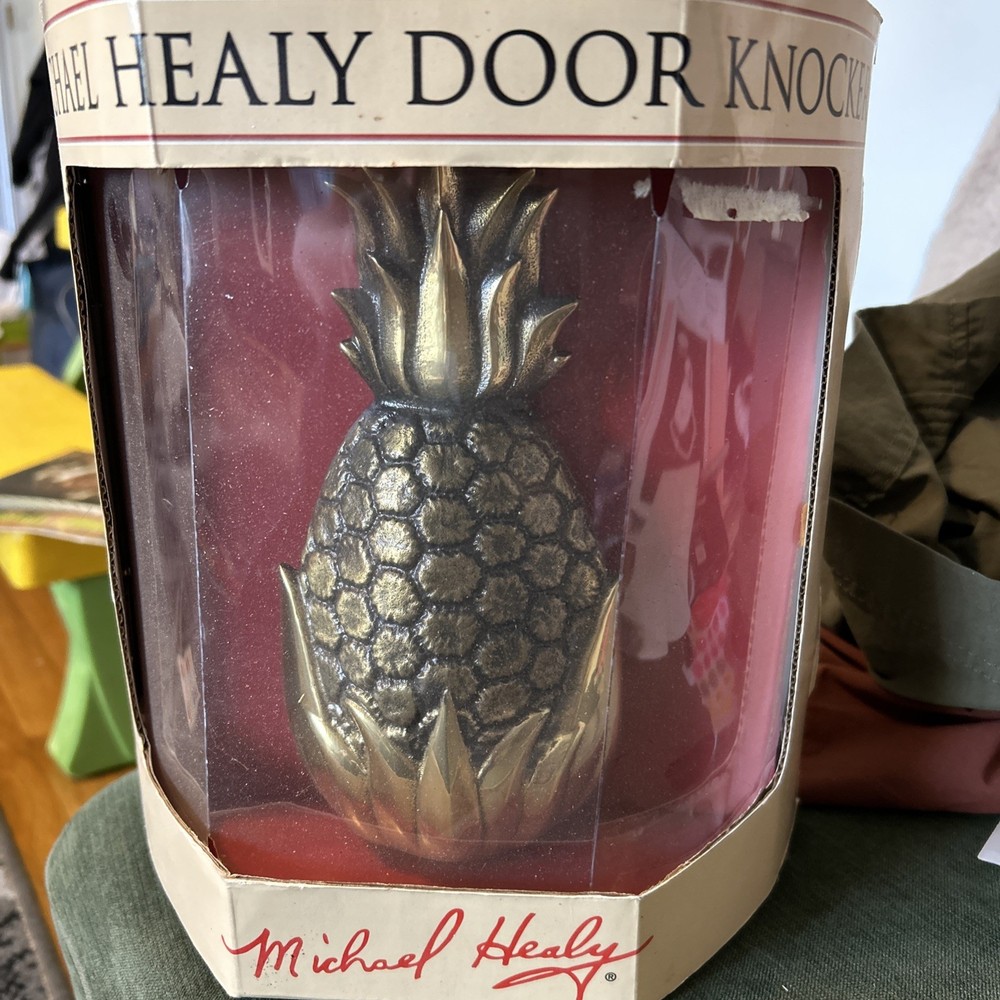 Vintage Solid Brass Pineapple Door Knocker Signed Michael Healy '97 Premium