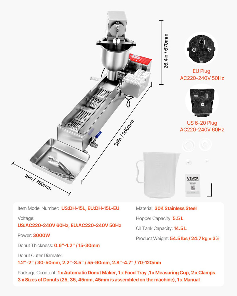 Commercial Automatic Donuts Machine, Single Row Donuts Making Equipment, Stainle