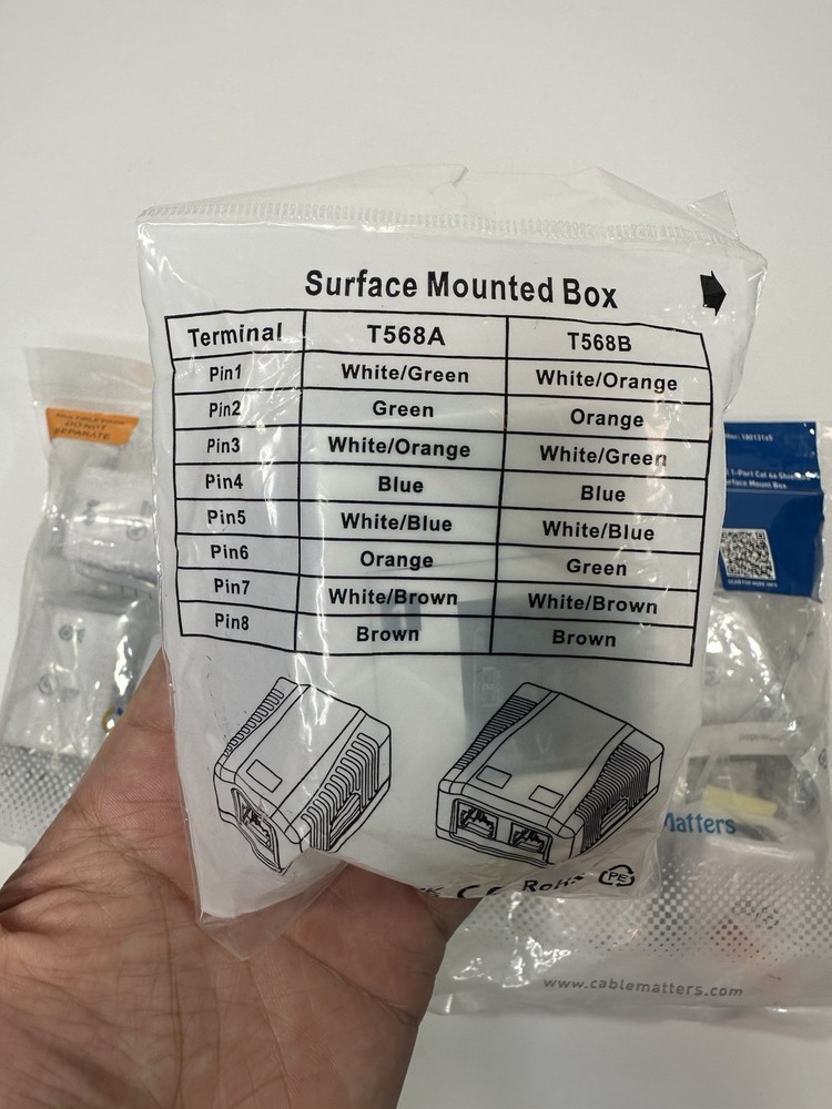 9-Pack, 1-Port Cat 6a Shielded RJ45 Surface Mount Box