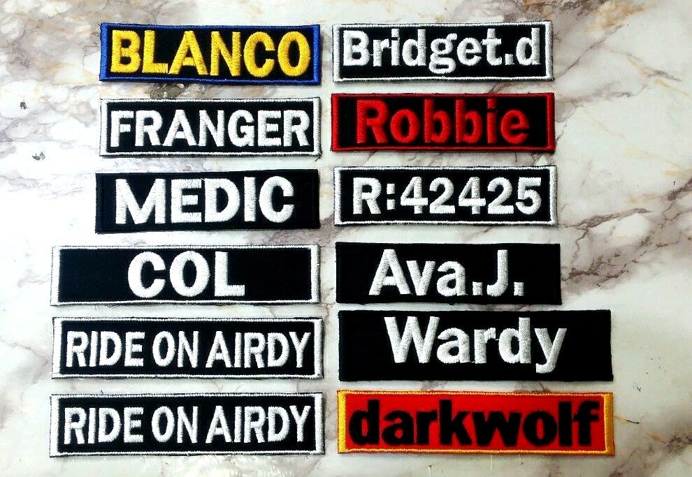 CUSTOM Name Patch | Sew on Embroidered Kids Patch | Dog Tag | Personalised Patch