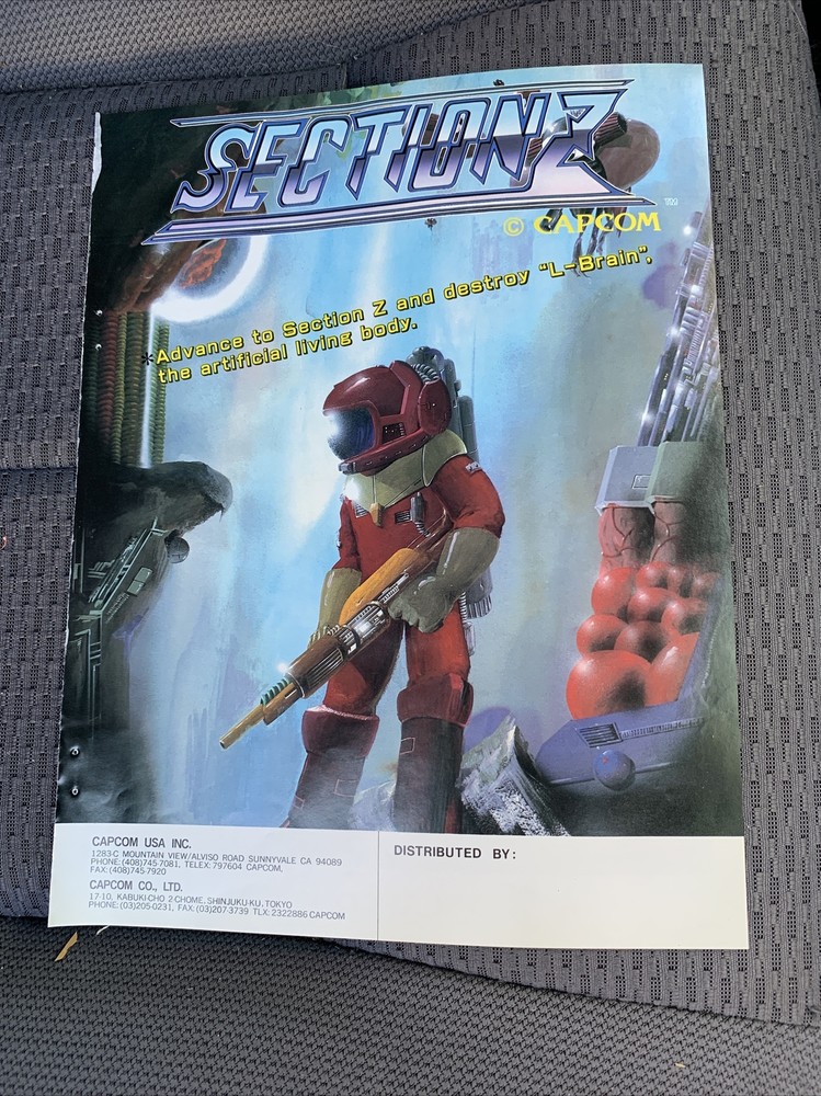 Original 11- 8.5'' Section Z Capcom arcade  video game AD FLYER