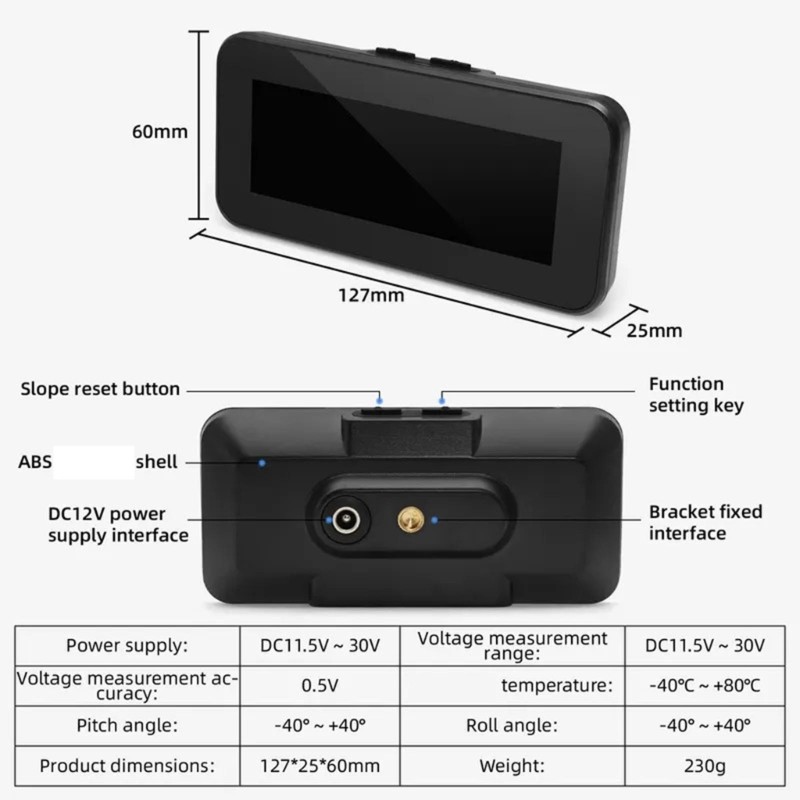 Vehicle Heads Up Display Featuring Real Time Slope Angle