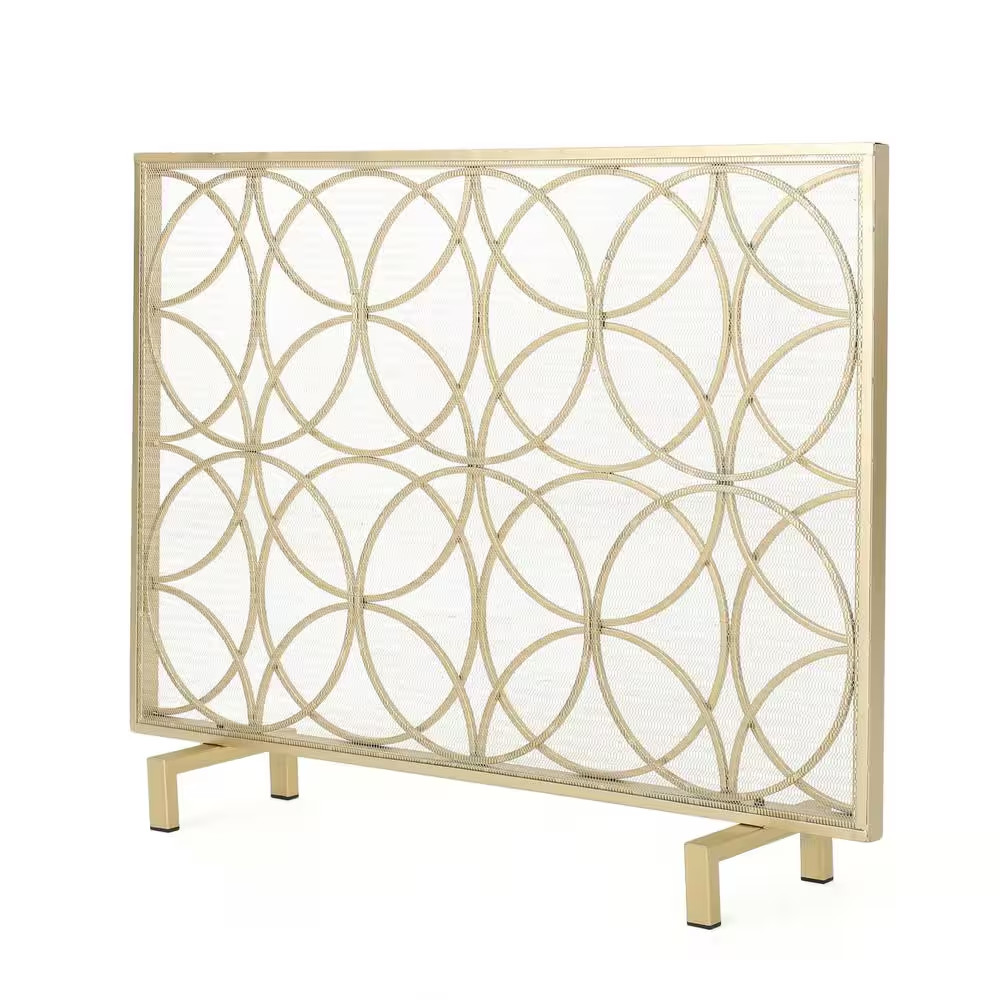 Valeno Gold Iron 1-Panel Fireplace Screen