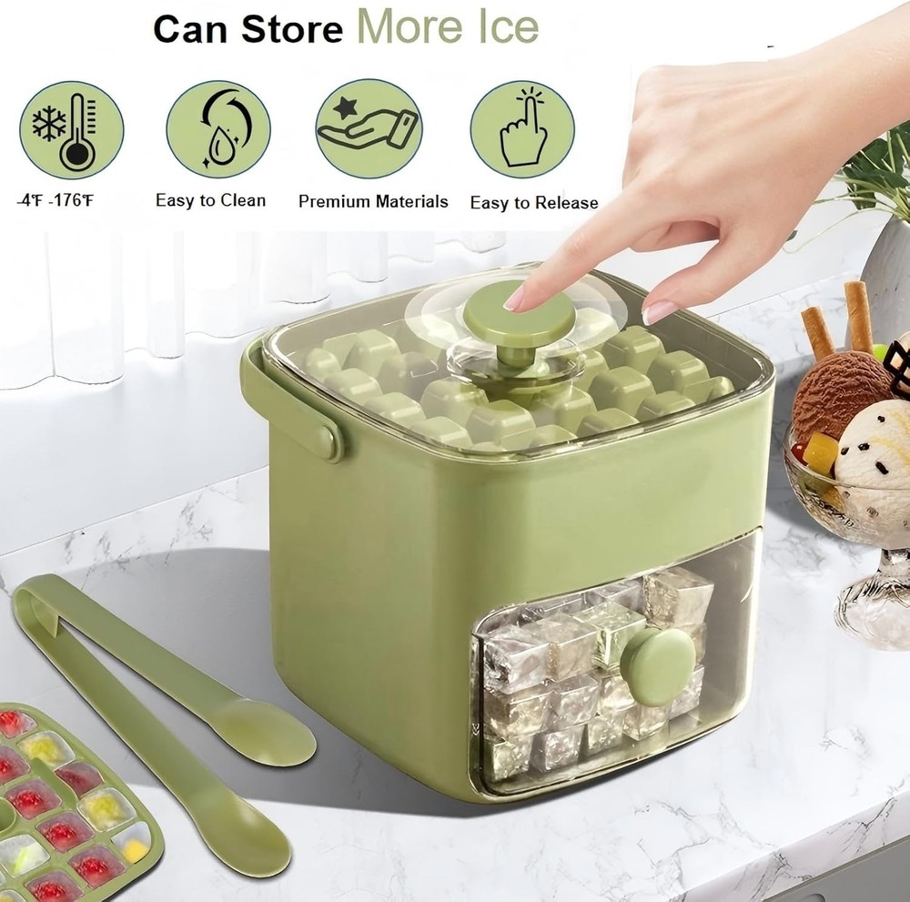 High-Capacity Ice Maker with One-Touch Release - Includes Storage Bin & Tongs