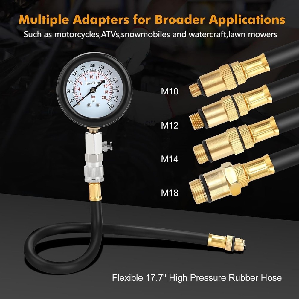 8-Piece Petrol Engine Compression Tester Kit for Quick & Accurate Diagnostics