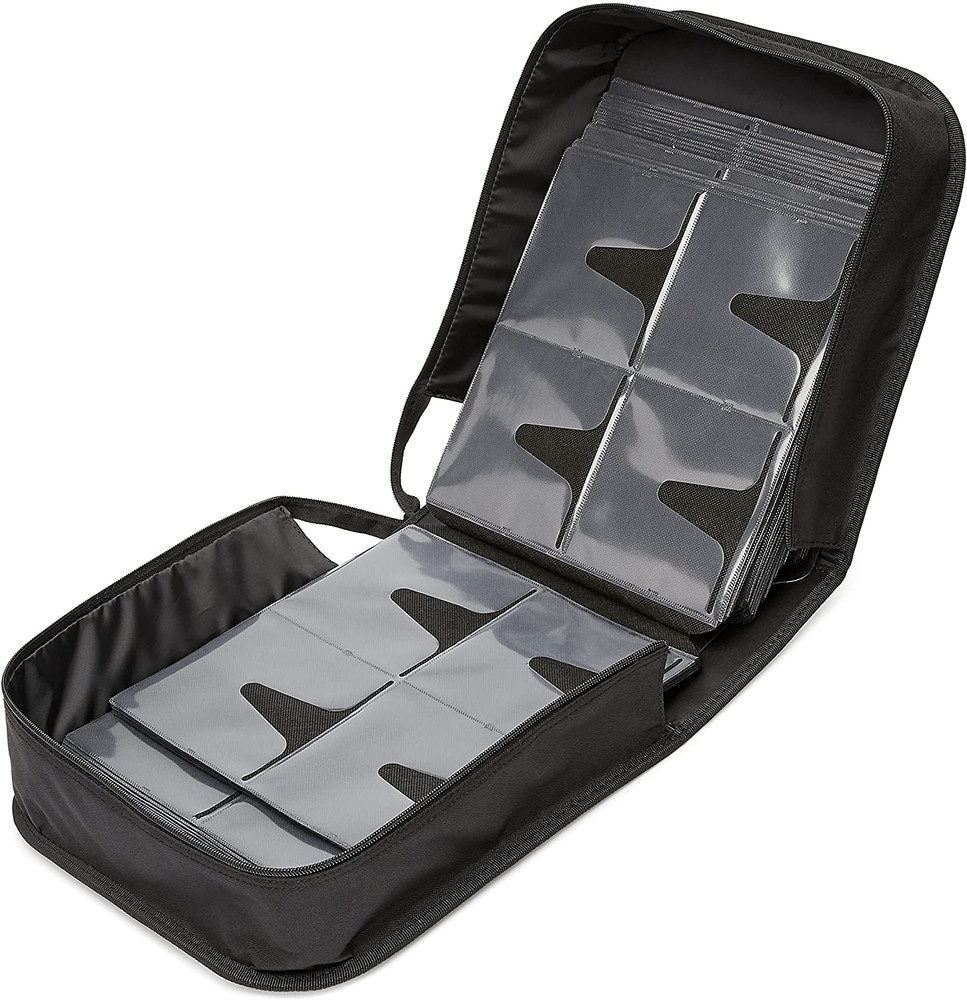 Polyester CD/DVD Portable Storage Binder with Handle, 400-Capacity, Black