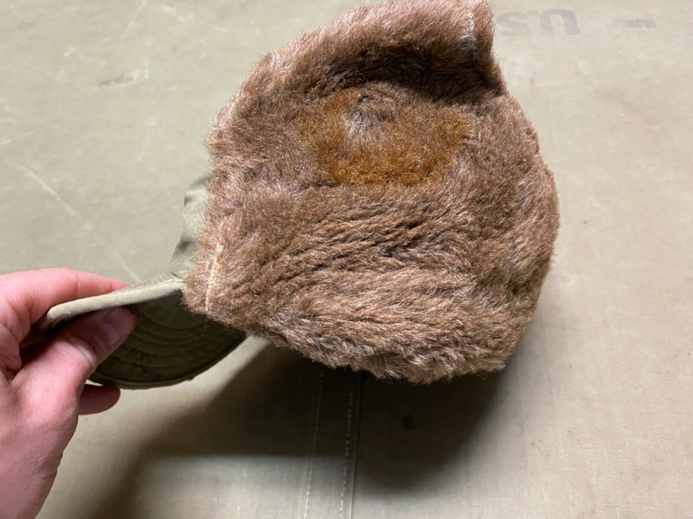 ORIGINAL POST WWII US ARMY M1943 WINTER PILE HAT CAP-MEDIUM SIZE 7