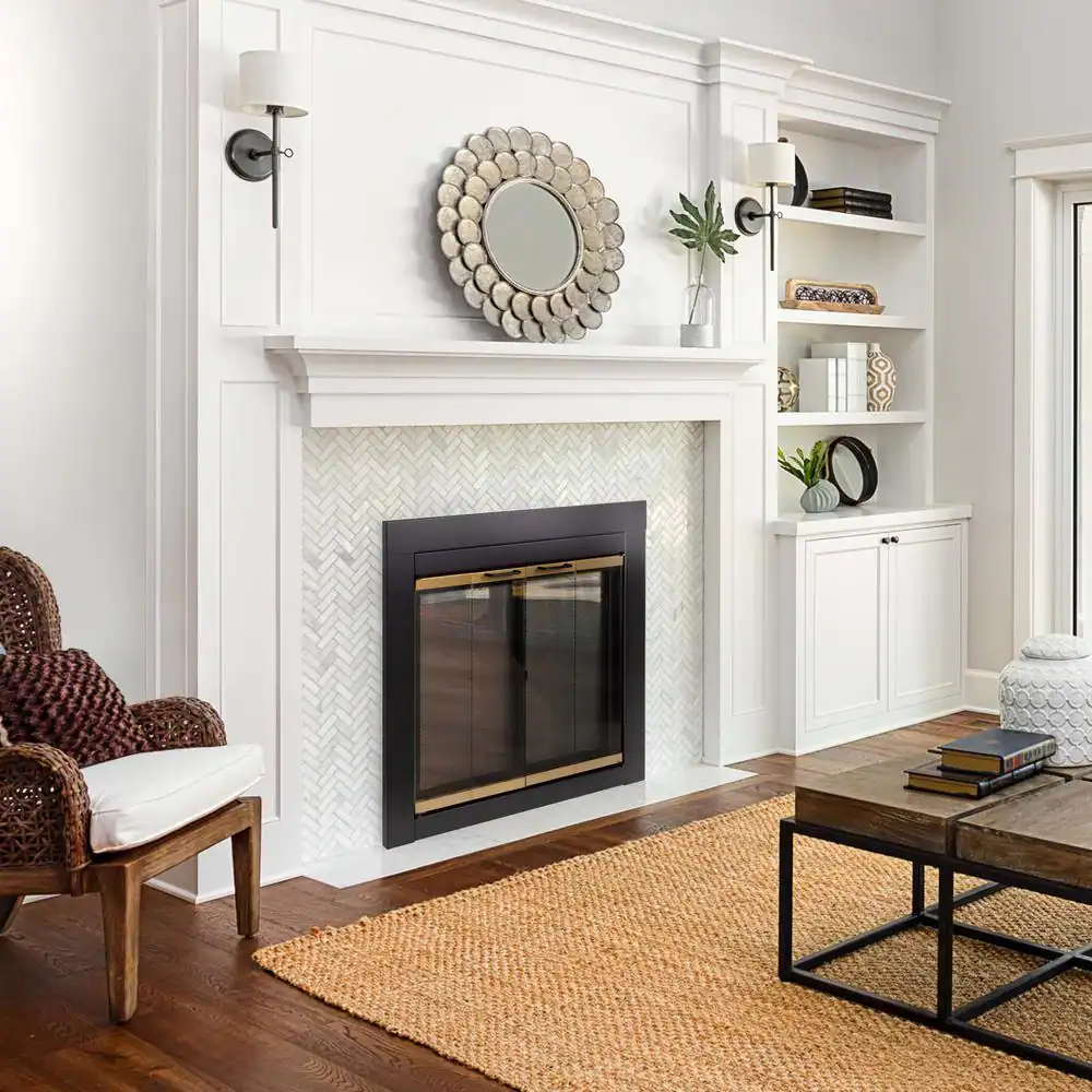 Fireplace Screen And Glass Doors Small Mesh Panel Heat Resistant Insulation