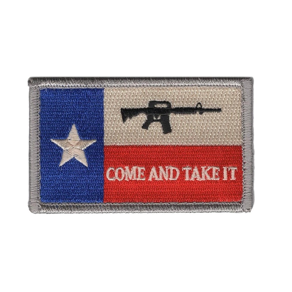 Texas Flag Come Take It Embroidered Hook Patch TX06