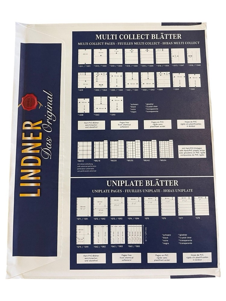 4 Sealed Packs - Lindner Uniplate 072 Black 2-Strip Pages - Made in Germany
