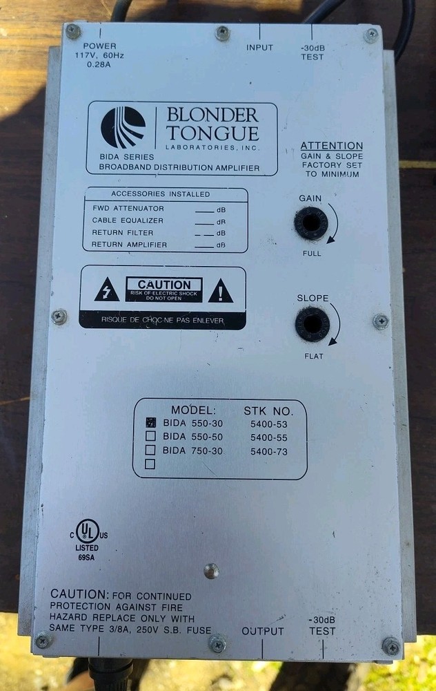 Blonder Tongue BIDA 550-30 Broadband Distribution Amplifier
