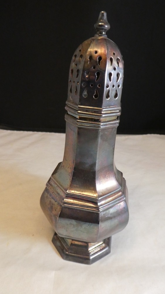 Sugar Sifter Shaker Vintage Patina England Silver Plated Metal EPNS 6.5 " Large