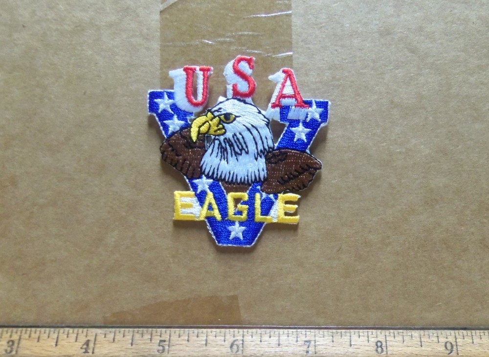 U S A - Eagle with V Embroidered Patch