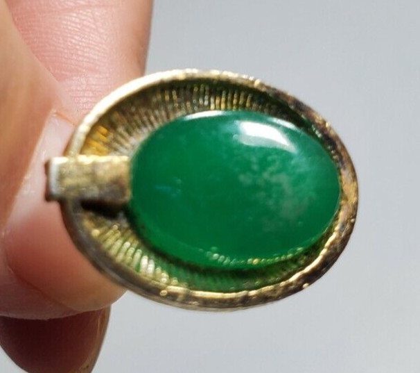 Vintage Green Oval Shape Cufflinks