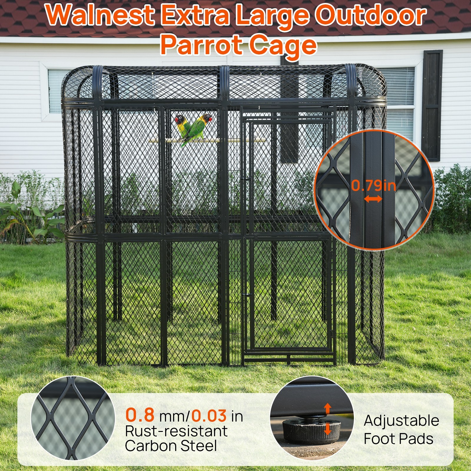 Extra Large Flight Metal Bird Cage Aviary Parrot Macaw Finch Tight Bar Spacing