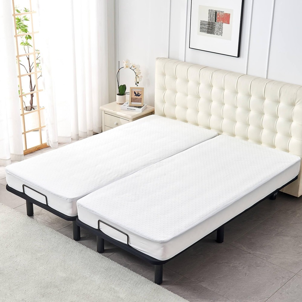 Bamboo Viscose Cooling Split King Mattress Protector for Adjustable Bed Water...