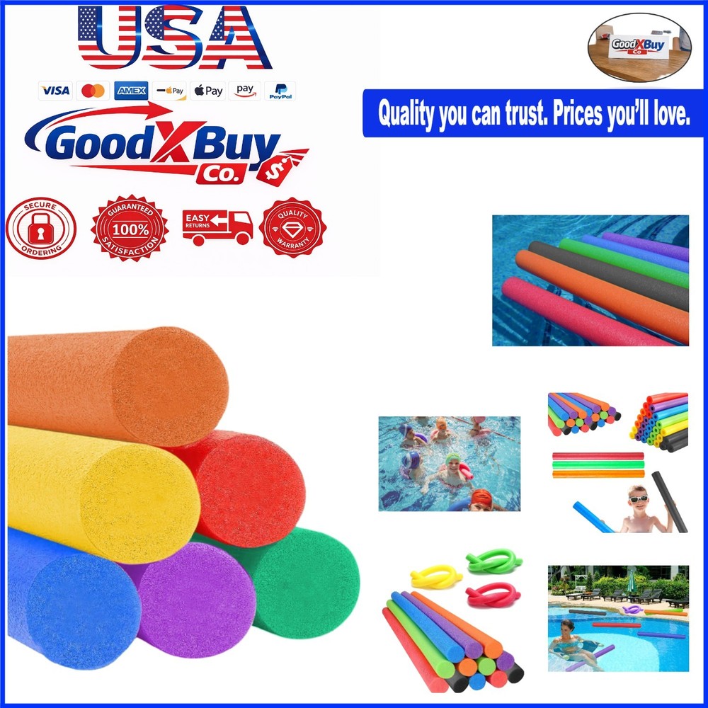 Solid Core Pool Noodles 52 Inch Blue Red Foam Floatation for Swimming, 6-Pack...