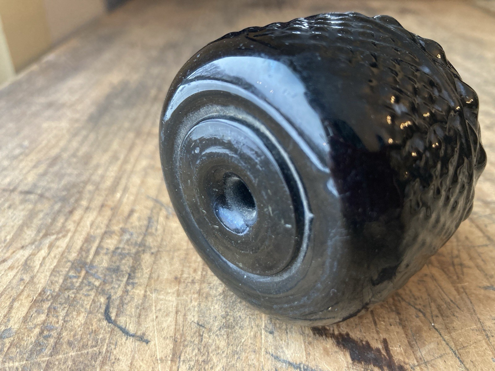 OPEN PONTIL 3 MOLD Coventry DIAMOND GEOMETRIC INKWELL AMBER