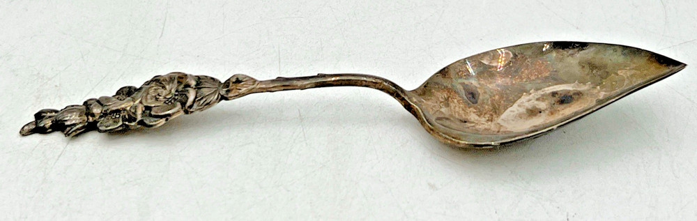 REED & BARTON HARLEQUIN JELLY SERVER, LADLE, LEMON FORK & OLIVE FORK SILVERPLATE