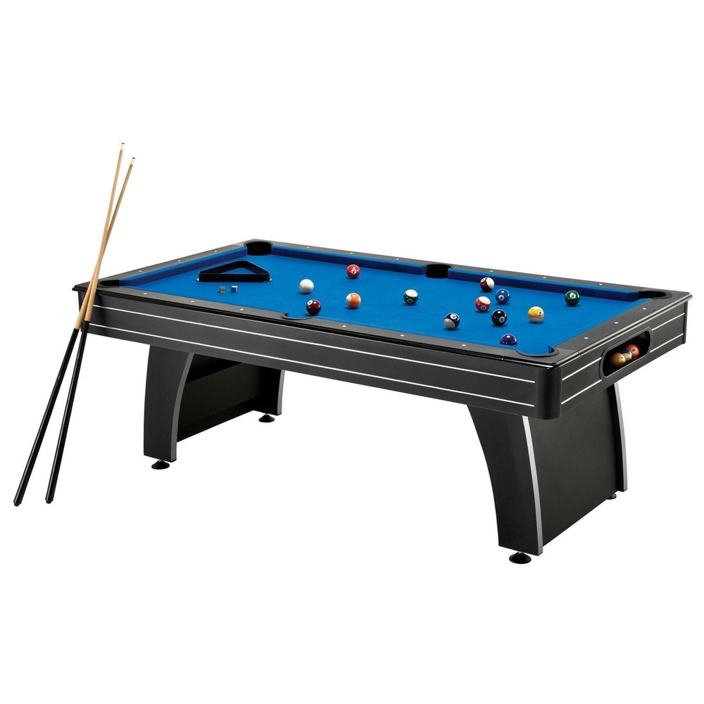 7 Ft Blue Top Pool Table with 2 Cues and Full Billiard Ball Set