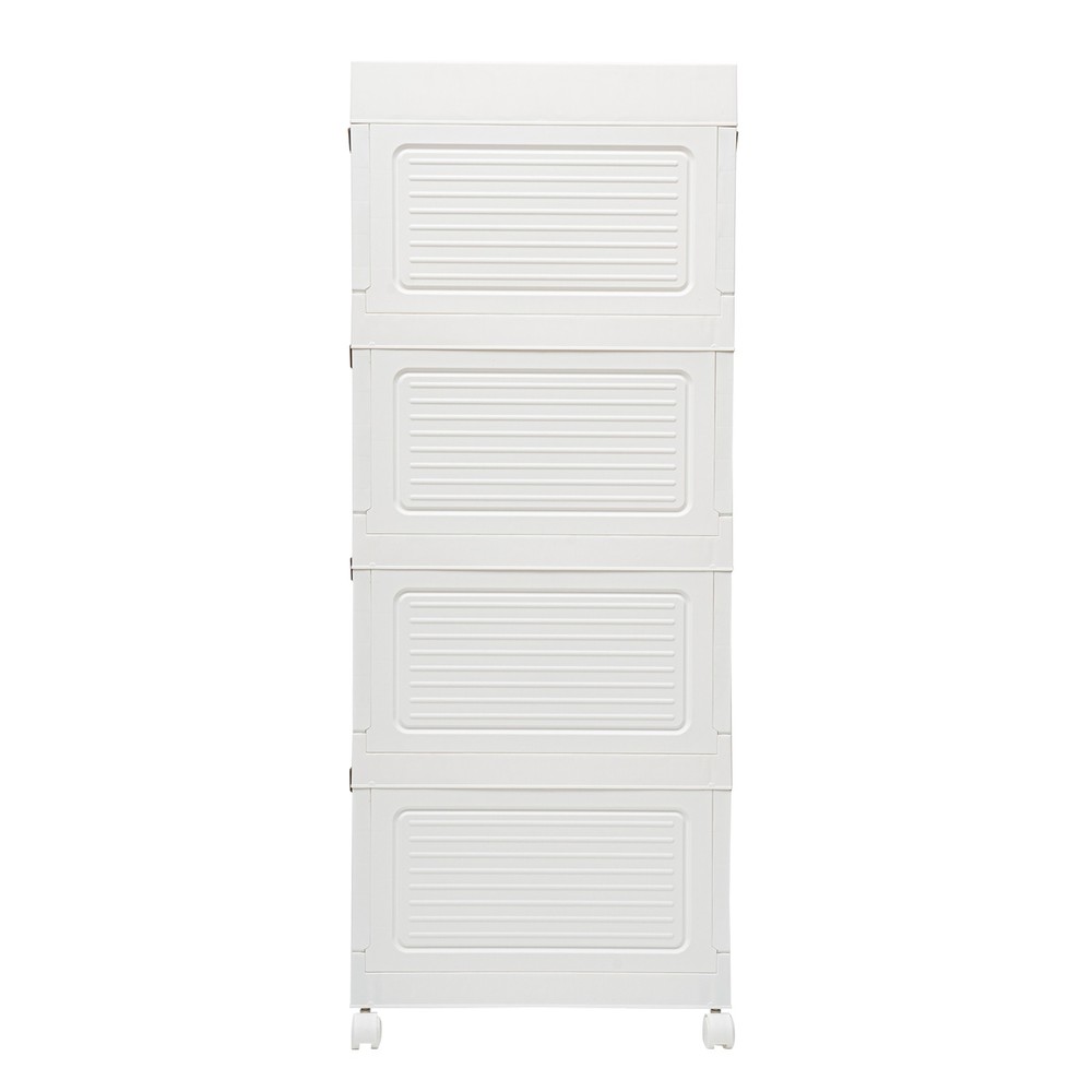 Plastic Collapsible Storage Bins with Lids & Wheels Stackable Closet Organizers