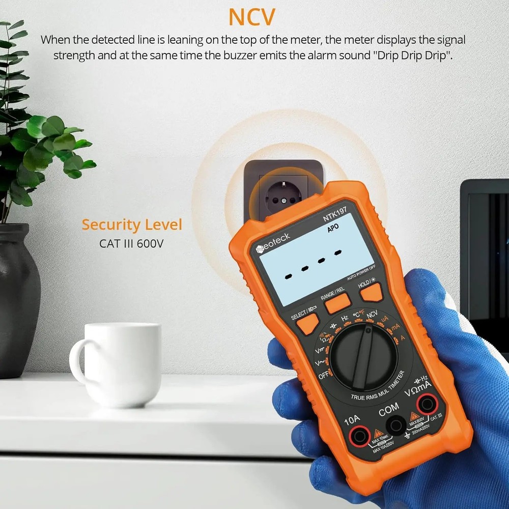 True RMS Digital Multimeter 2000 Count AC/DC Voltage Current Resistance