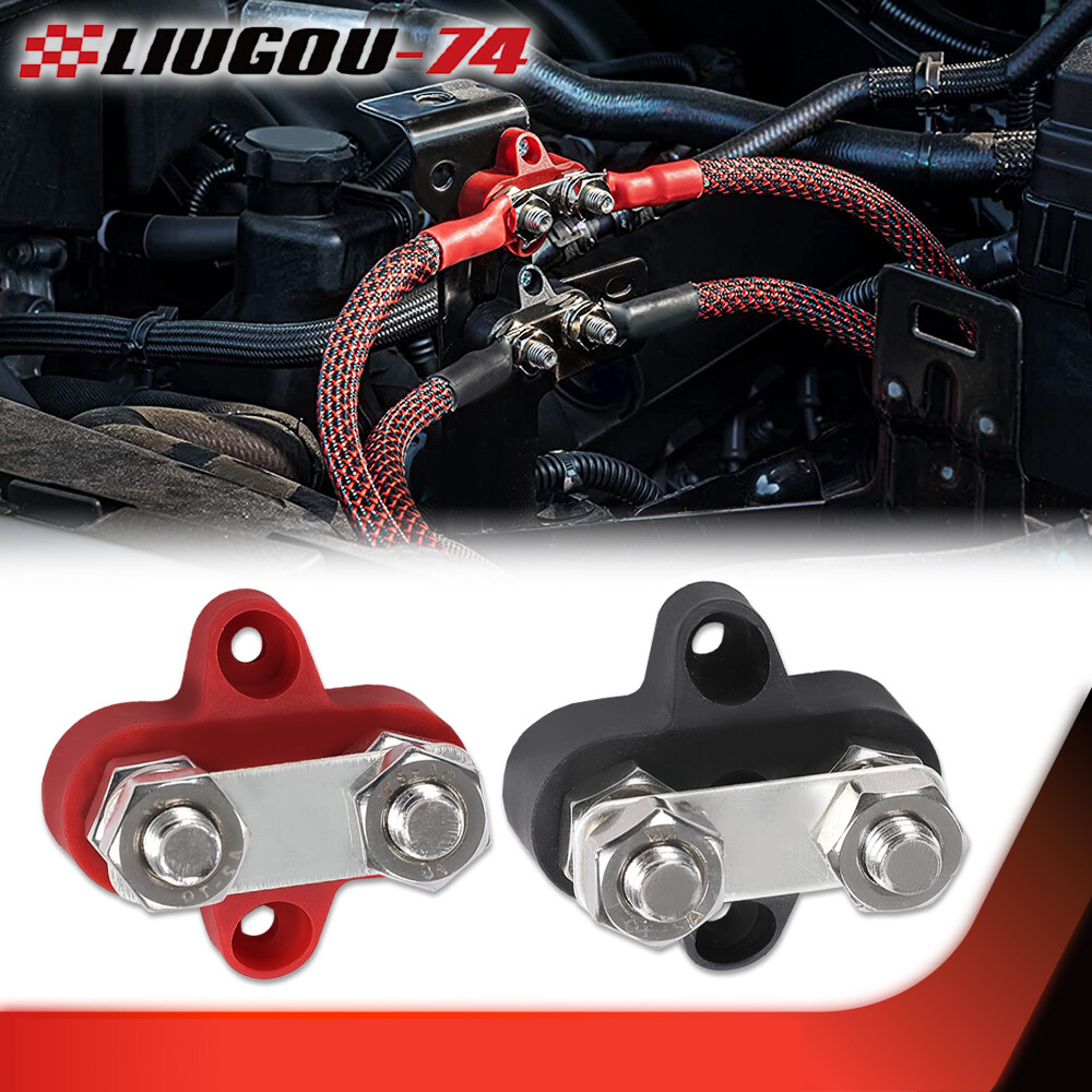 Red Black Junction Block Power Post Insulated Terminal Stud Battery 5/16" Ring