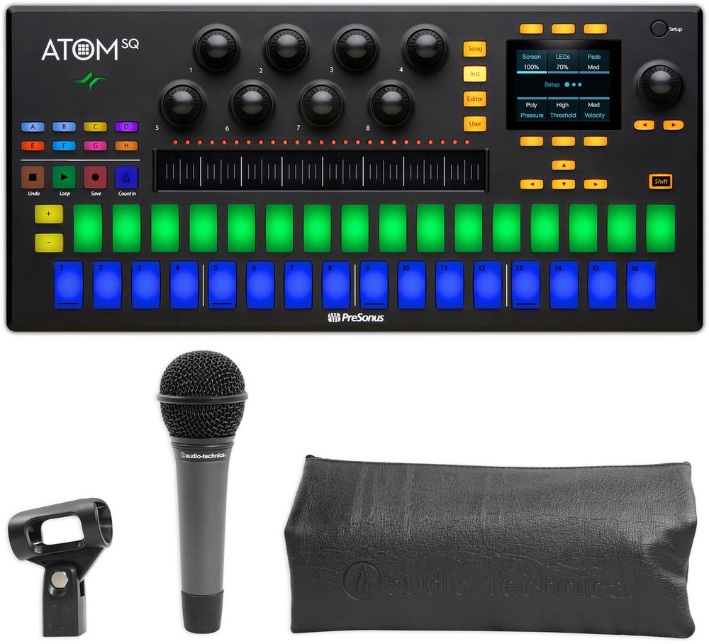 PRESONUS ATOM SQ MIDI USB Ableton DJ Pad Controller+Audio Technica Microphone